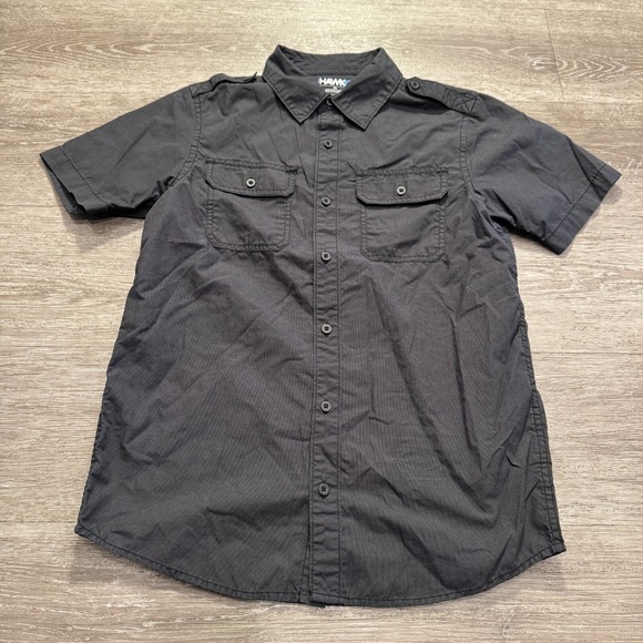 Tony Hawk Shirt Boys Extra Large Button Up Gray Short Sleeve Button up Skater - Picture 1 of 6